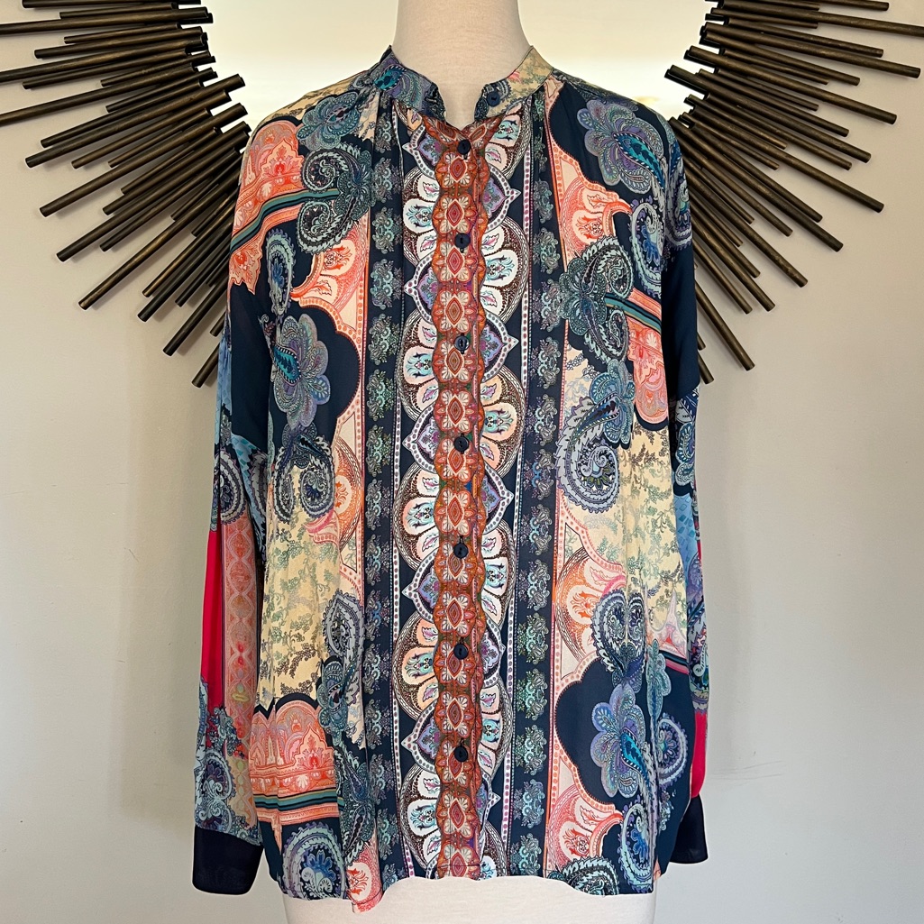 Johnny Was Silk Paisley Blouse